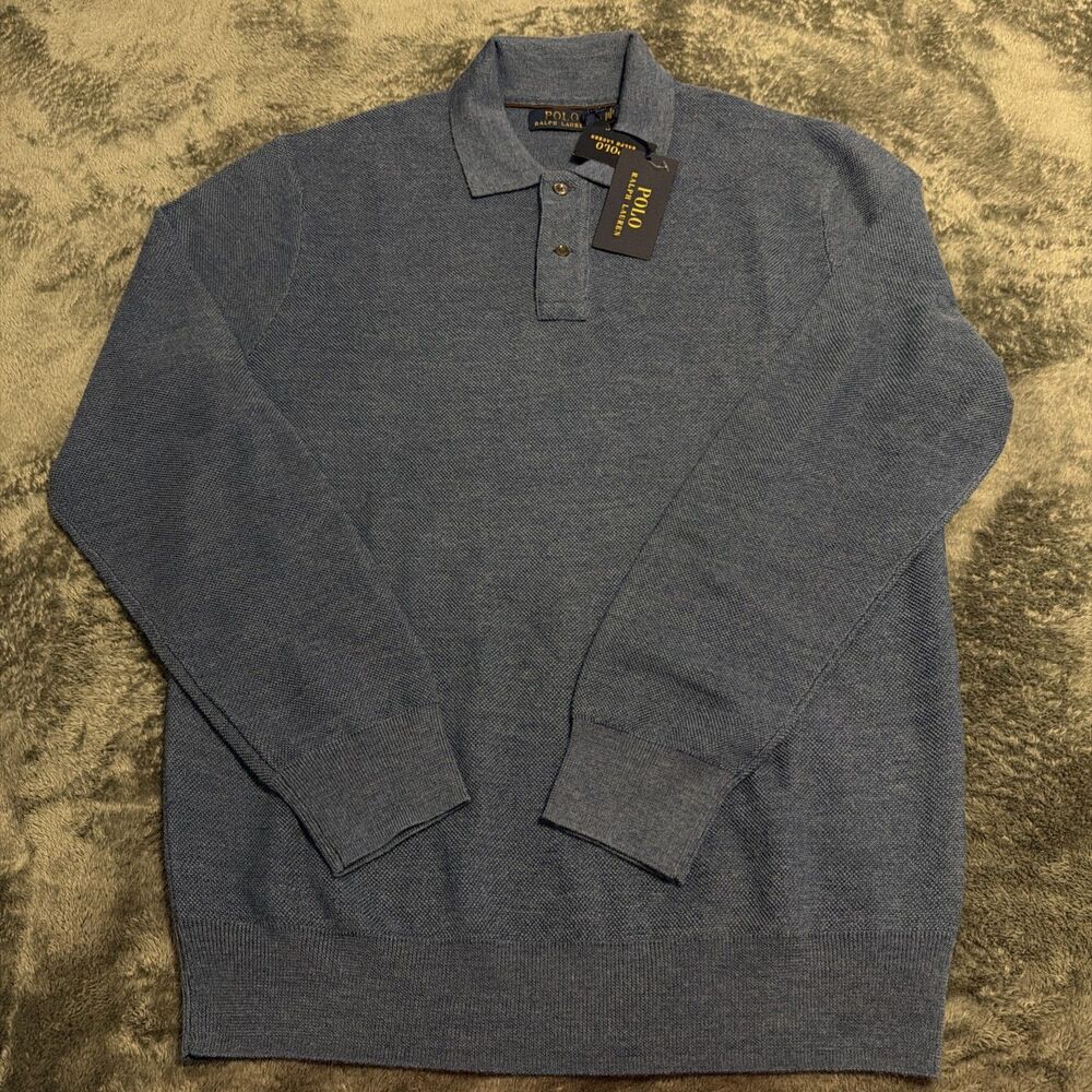 Medium Polo Ralph Lauren Men’s Blue Long-sleeves Shirt 70% Wool
